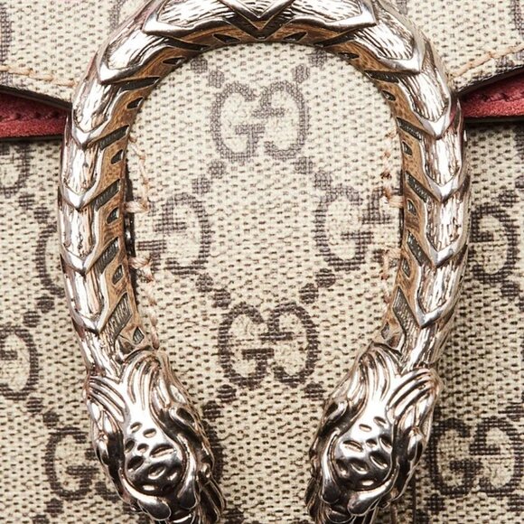 Gucci Beige/Pink GG Supreme Blooms Coated Canvas Small Dionysus Shoulder Bag - Picture 6 of 12